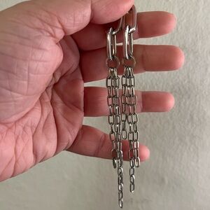 Silver Chain Drop Earrings - Women Jewelry